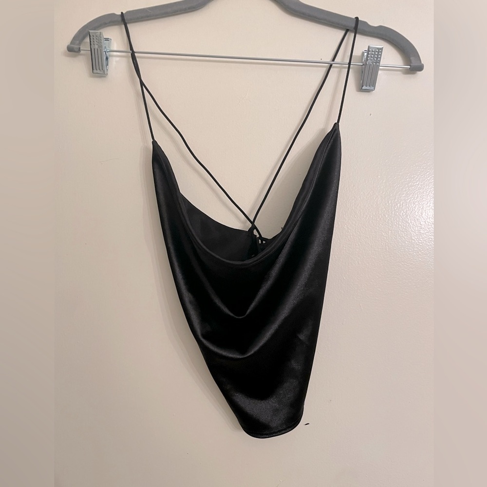 Satin Backless cropped blouse , size Large, Brand New!!